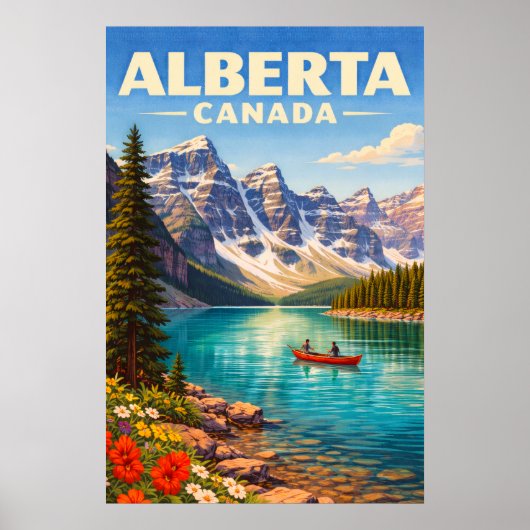 Alberta Canada Canadese Rockies Oude Reisreclame Poster (Voorkant)