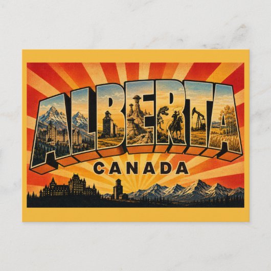 Alberta Canada Retro Briefkaart (Voorkant)