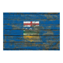 Alberta Flag op Rough Wood Boards Effect