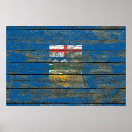 Alberta Flag op Rough Wood Boards Effect Poster