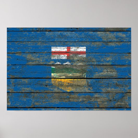 Alberta Flag op Rough Wood Boards Effect Poster (Voorkant)