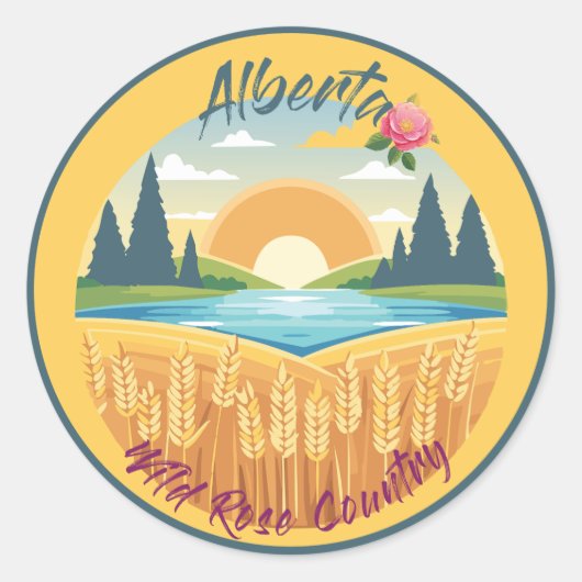 Alberta: Land van het Wilde Roos Ronde Sticker (Voorkant)