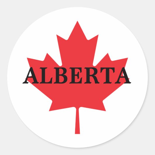 Alberta met esdoornblad ronde sticker (Voorkant)