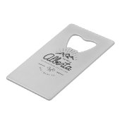 Alberta Mountains noemen me Monotone Creditkaart Flessenopener (Voorkant Gekanteld)