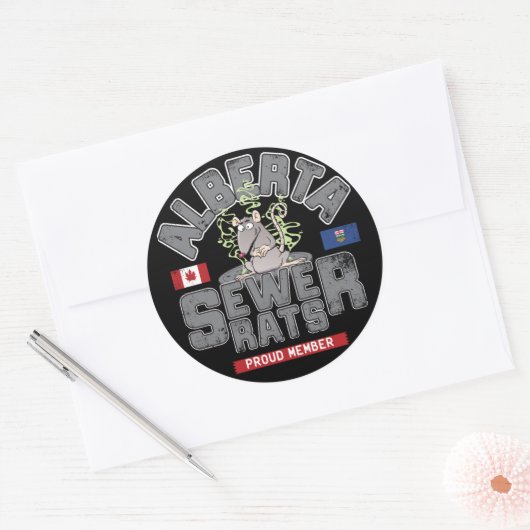Alberta rioolratten ronde Sticker (Envelop)