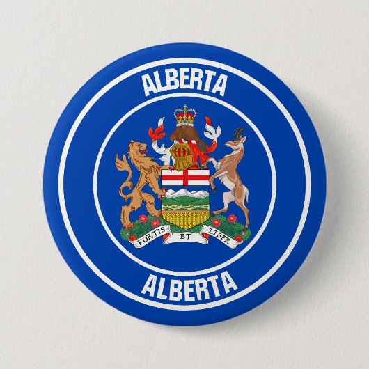 Alberta Round Emblem Ronde Button 7,6 Cm (Voorkant)