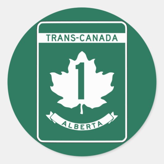 Alberta, Trans-Canada Snelweg teken Ronde Sticker (Voorkant)