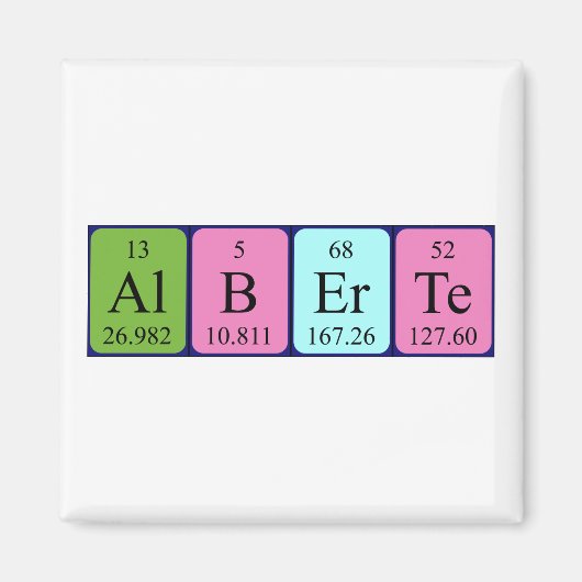 Alberte periodieke lijstnaam magnet (Voorkant)