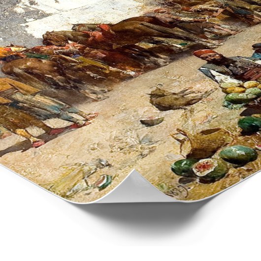 Alberto Pasini Market Day in Constantinopel Poster (Hoek)