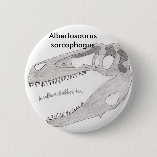 Albertosaurus sarcophagus ronde button 5,7 cm (Voorkant)