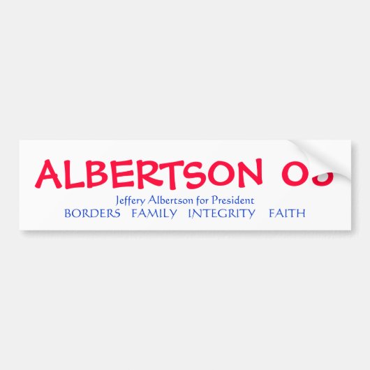 ALBERTSON voor President Bumpersticker (Voorkant)