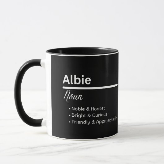 Albie Jongens Naam Definitie Gepersonaliseerde Mok (Links)