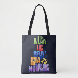Albin 25-fonetisch alfabet tote bag
