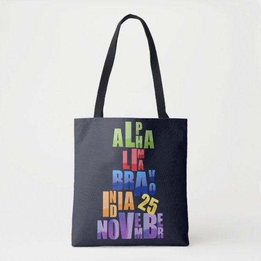 Albin 25-fonetisch alfabet tote bag (Voorkant)