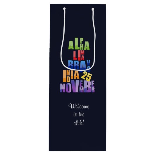 Albin 25-fonetisch alfabet wijn cadeautas (Voorkant)