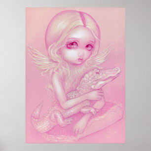 Albino Alligator Angel — groot oog onderbroed Ku Poster