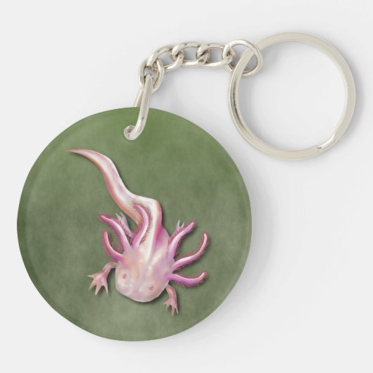 Albino Axolotl "Walking Fish" Art Sleutelhanger (Achterkant)