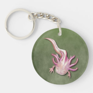 Albino Axolotl "Walking Fish" Art Sleutelhanger