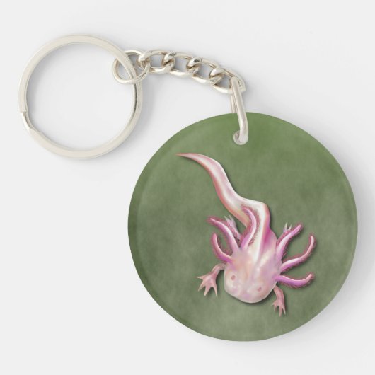 Albino Axolotl "Walking Fish" Art Sleutelhanger (Voorkant)