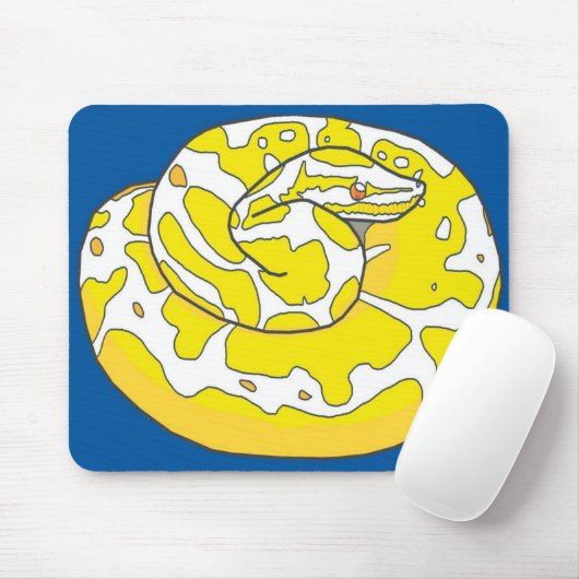 Albino Ball Python Mousepad 2 (blauw) Muismat (Met muis)