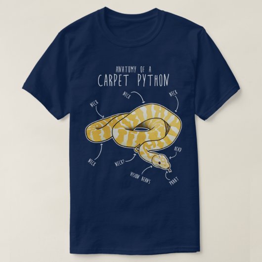 Albino Darwin huisdier Python Snake Anatomie T-shirt (Design voorkant)