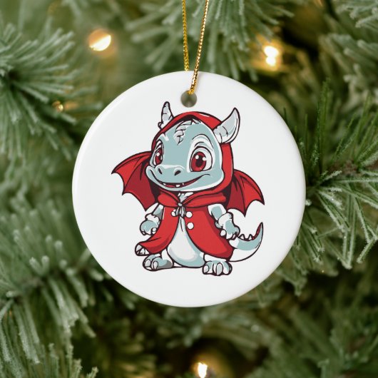 Albino Draak in het Rood Keramisch Ornament (Boom)