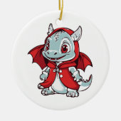 Albino Draak in het Rood Keramisch Ornament (Voorkant)