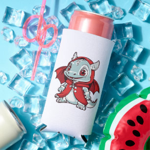 Albino Draak in het Rood Seltzer Blikjeskoeler