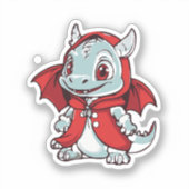 Albino Draak in het Rood Sticker (Voorkant)