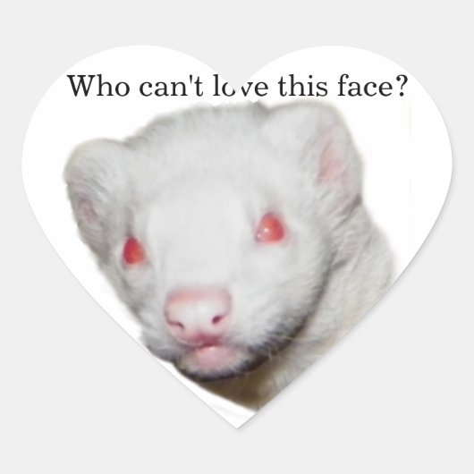 Albino Ferret Afbeelding Hart Sticker (Voorkant)