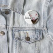 Albino Ferret Afbeelding Ronde Button 5,7 Cm (In situ)