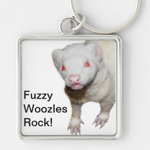 Albino Ferret Afbeelding Sleutelhanger