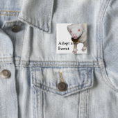 Albino Ferret Afbeelding Vierkante Button 5,1 Cm (In situ)