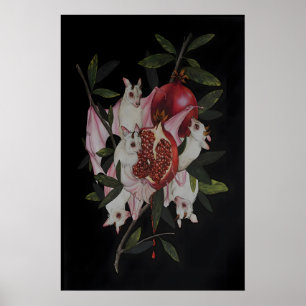Albino Fruit Vleermuizen Granaatappel Donkere Acad Poster
