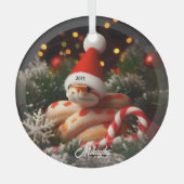 Albino maïs slang in een kerstmuts glas ornament (Voorkant)