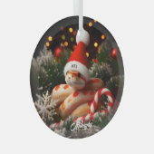 Albino maïs slang in een kerstmuts glas ornament (Voorkant Rechts)