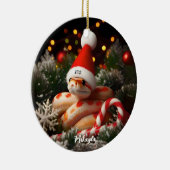 Albino maïs slang in een kerstmuts keramisch ornament (Rechts)