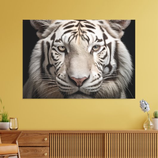 Albino Majesteit Witte Tijger Realisme Digitale Ku Canvas Afdruk (Insitu (Woonkamer))