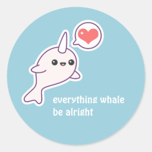 Albino Narwhal Ronde Sticker