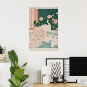 Albino Peacock Ukiyo-e Art Japanese Bathroom Print (Thuiskantoor)