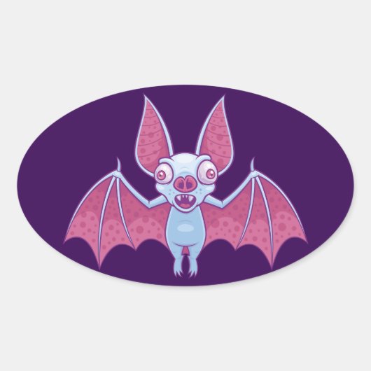 Albino Vampire Bat Ovale Sticker (Voorkant)