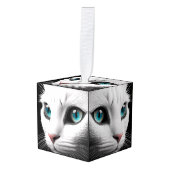 Albino White Cat Face Jewel Eyes Decoratie (Voorkant hoekig)