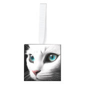 Albino White Cat Face Jewel Eyes Decoratie (Voorkant)