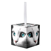 Albino White Cat Face Jewel Eyes Decoratie (Achter hoekig)