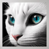 Albino White Cat Face Jewel Eyes Poster (Voorkant)