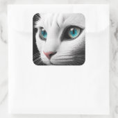 Albino White Cat Face Jewel Eyes Vierkante Sticker (Tas)