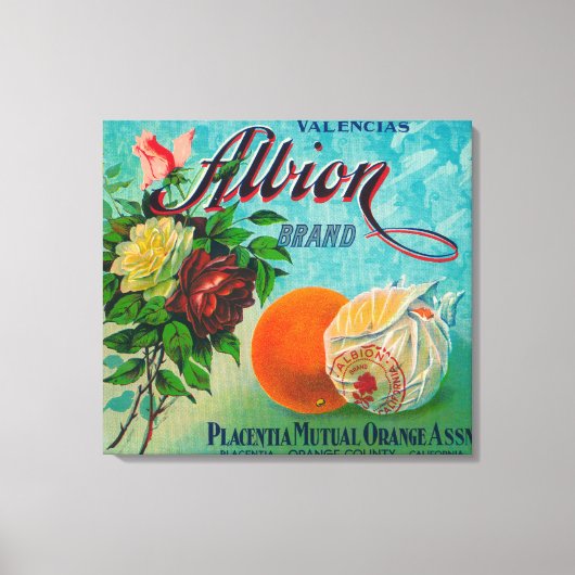Albion Brand Citrus Crate Label Canvas Afdruk (Voorkant)