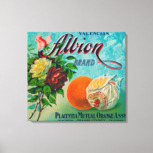 Albion Brand Citrus Crate Label Canvas Afdruk
