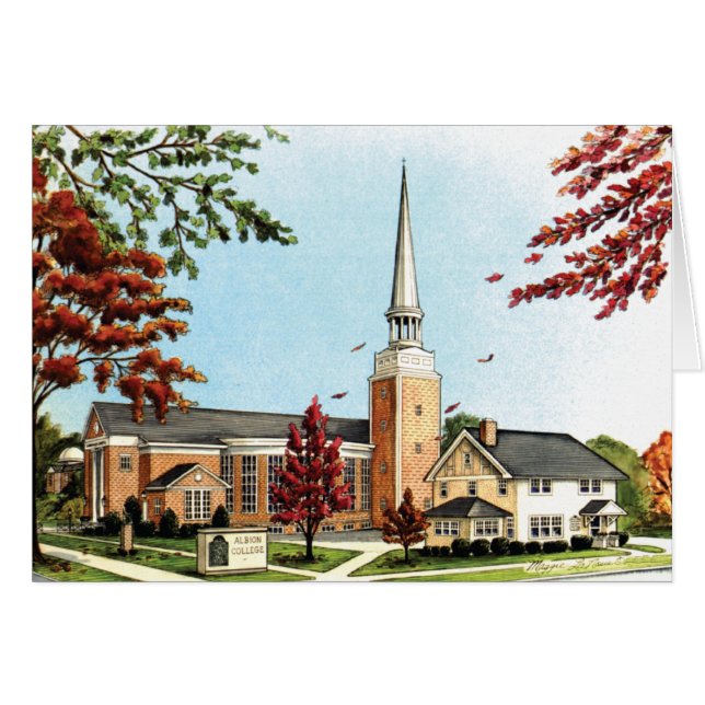 Albion College in de herfst, Goodrich Chapel (Voorkant Horizontaal)