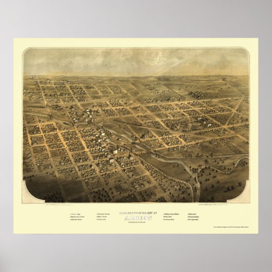 Albion, MI Panorama Map - 1868 Poster (Voorkant)